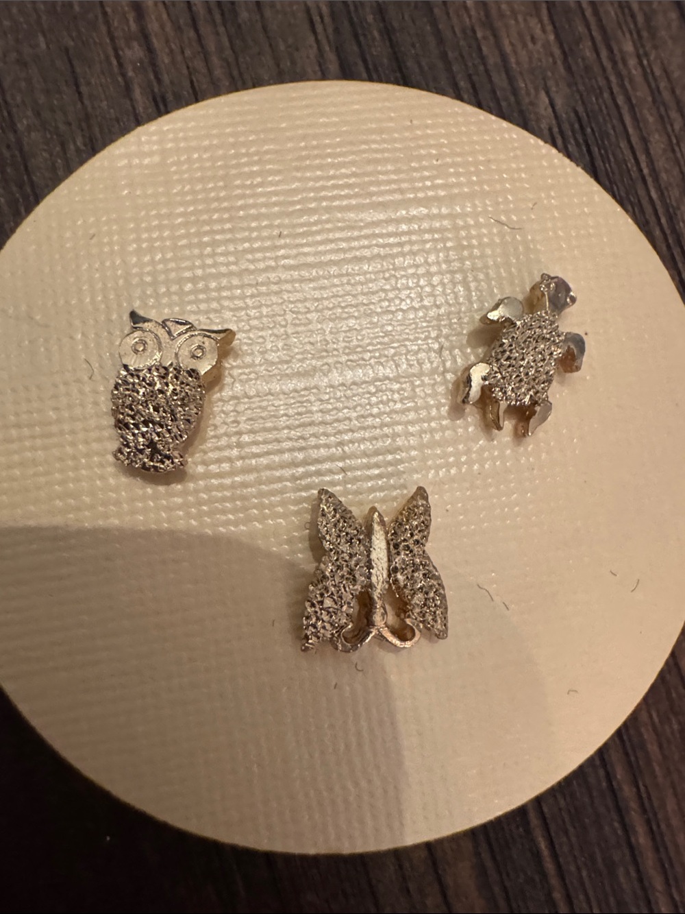 Gold Owl, Turtle, and Butterfly Charm Pins - NWT